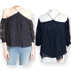 Rebecca Taylor Size 12 Selena Off The Shoulder Blouse 100% Silk Embroidery